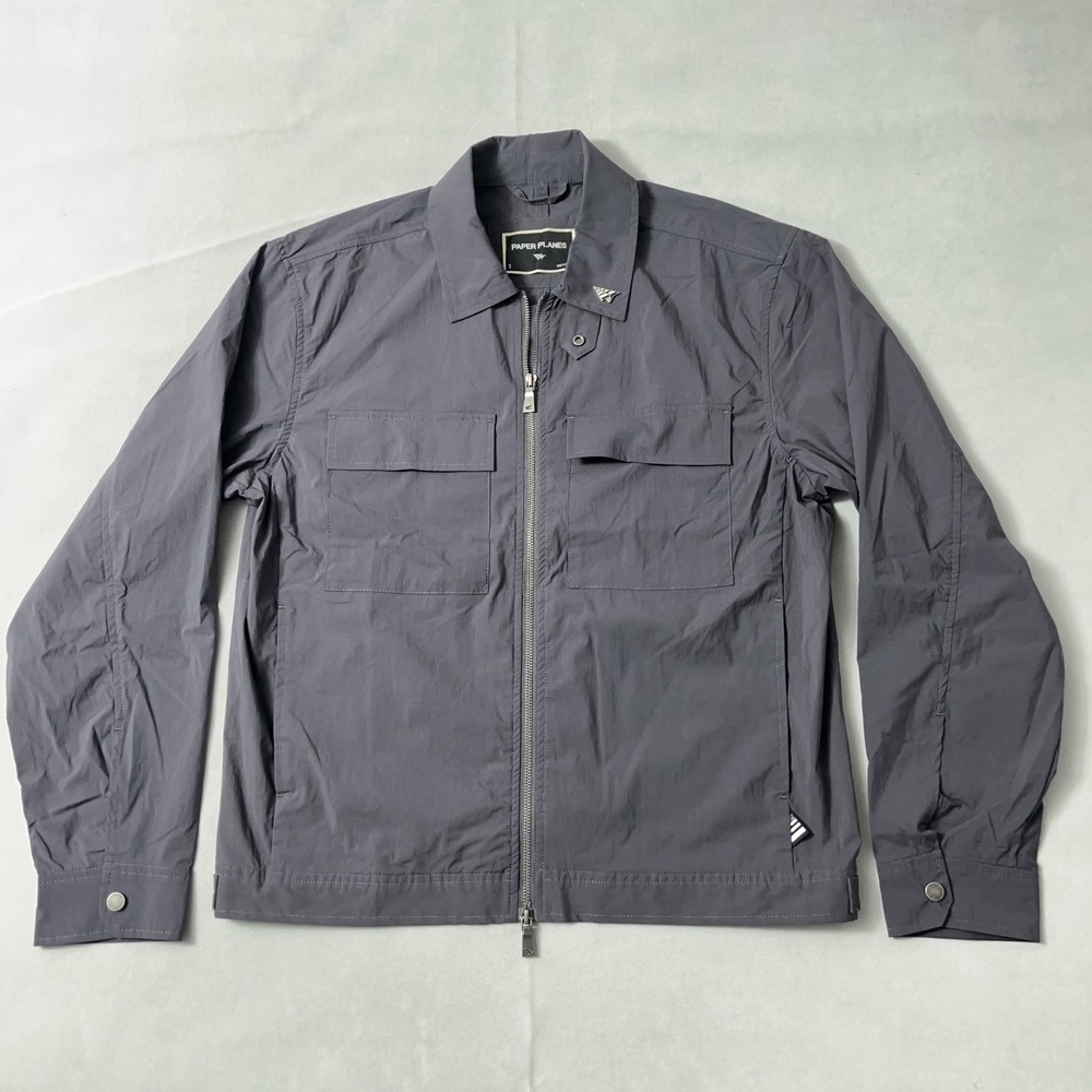 Paper Planes Utility Jacket Men Small Gray Lightweight Cotton Nylon